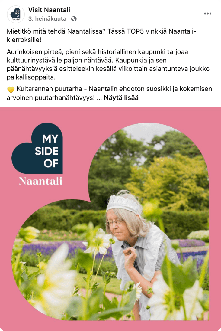 My Side of Naantali -Esimerkkipostaus facebookissa.