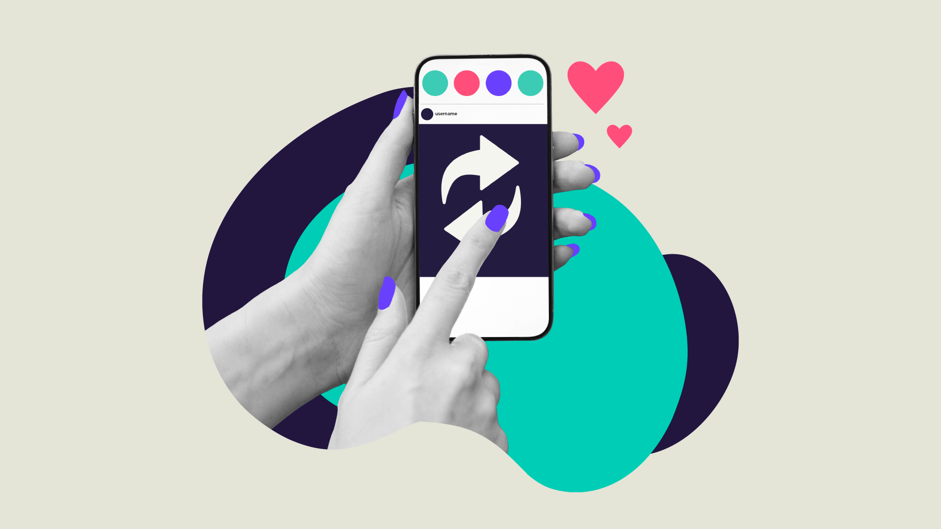 Uudelleenjulkaisut saapuivat Instagramiin artikkelin kansikuva. Kädet jotka pitävät älypuhelinta, ja osoittaa sormella uudelleenjakoikonia.